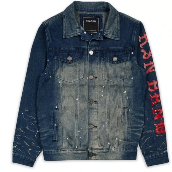 NWT Reason Indigo Fire Denim Jacket - Picture 1 of 4